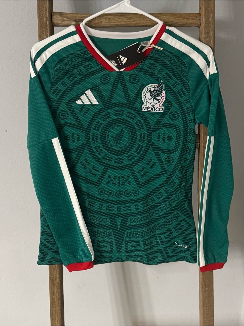 New kids adidas Mexico World Cup 2026 Home Long Sleeve Jersey